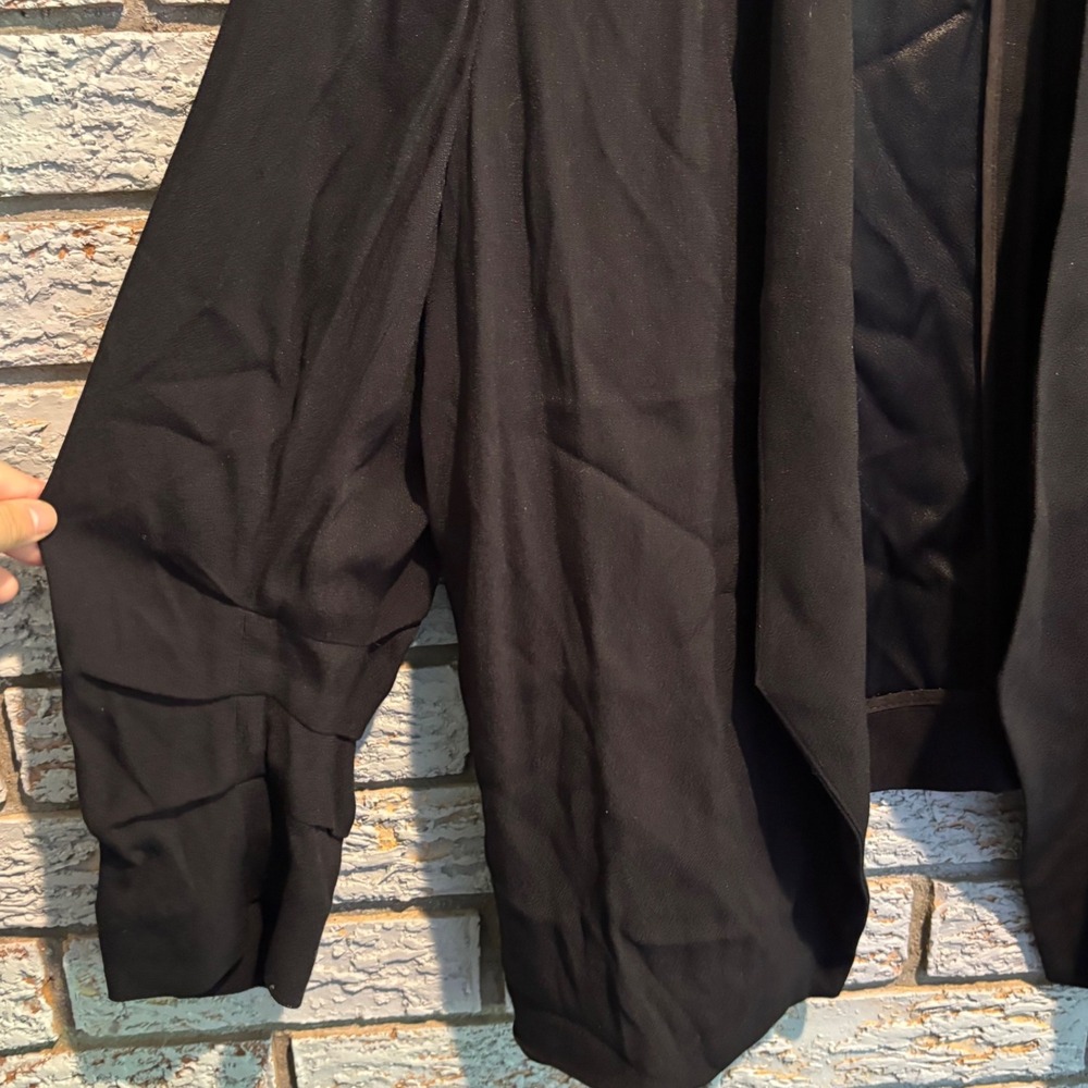 Halogen Womens XL Black Open Front Blazer Ruched 3/4 Sleeve Draped Shawl Collar - Picture 5 of 9